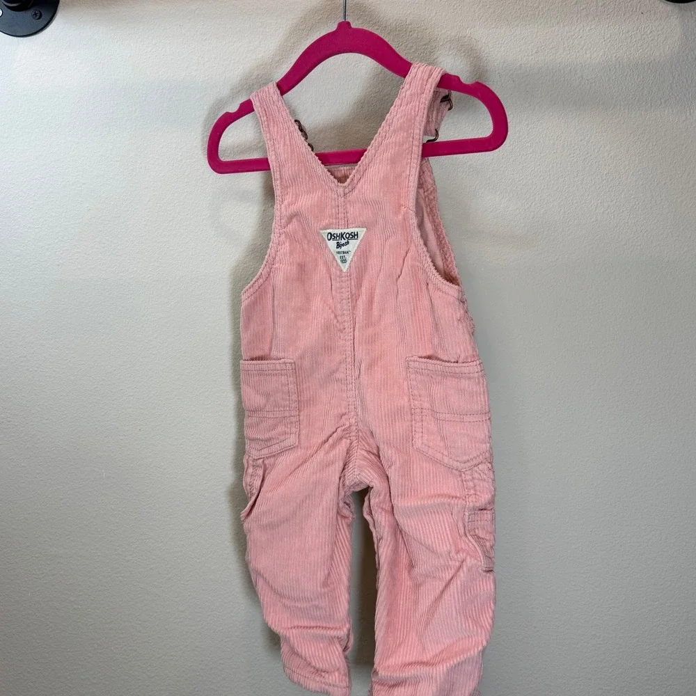 OshKosh Bgosh Pink Corduroy Overalls Baby Girl 9M New 0344